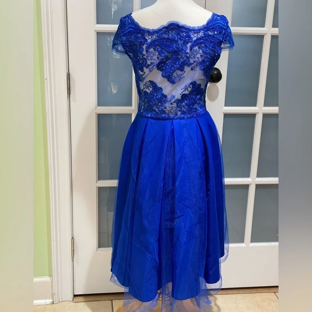 NWOT Royal Blue Girl's Flare Hi-Lo Pageant Dress Size S/M